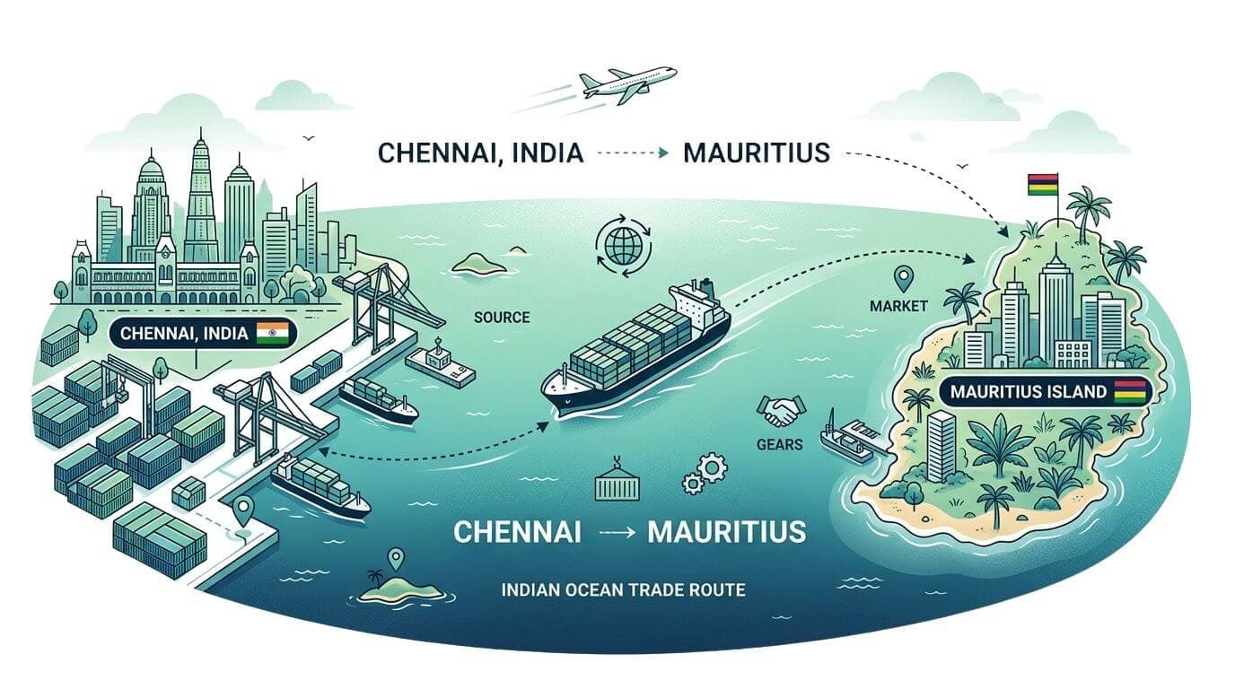 Zadaz Chennai to Mauritius import export illustration